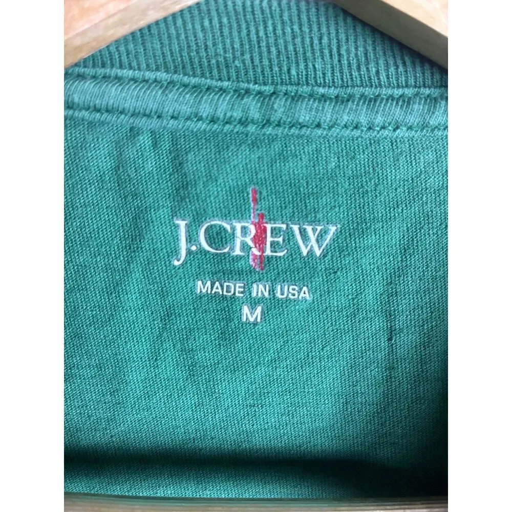 J.Crew Tips Up Ski Graphic Green T-Shirt Made in USA Medium